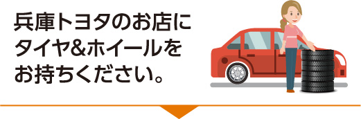 兵庫トヨタのお店にタイヤとホイールをお持ちください。